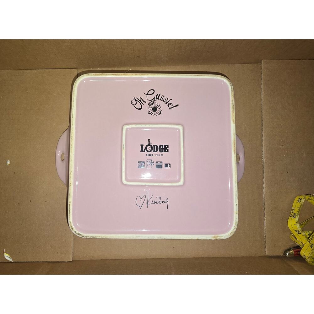 Oh Gussie Lodge 8" x 8" Pink Enameled Stoneware Baking Dish